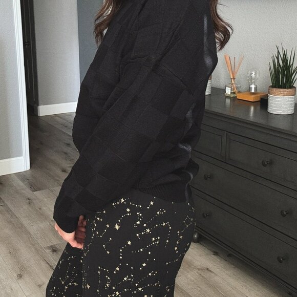 Women's Elevated Check Sweater Top | Sage The Label | Black - Picture 5 of 9